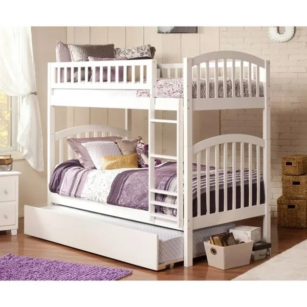 Atlantic Furniture Richland White Urban Trundle Twin Over Twin Bunk Bed