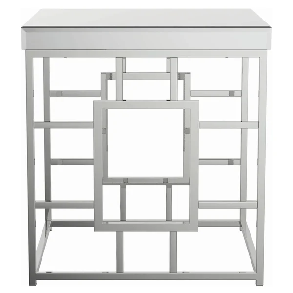Silver Orchid Bevan Mirror and Chrome Square End Table - 22.50x22 x 22.50x22 x 24.25x22