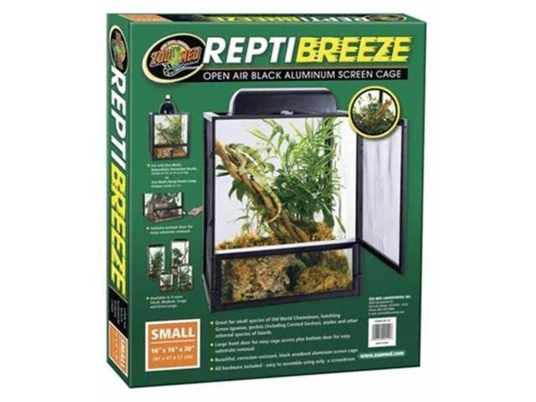 Zoo Med ReptiBreeze Open Air Aluminum Screen Cage - Black - Small