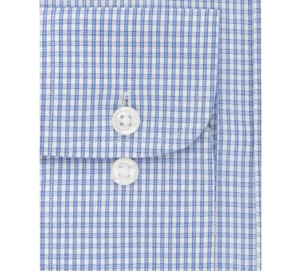 Eagle Men's Classic-Fit Stretch Collar Non-Iron Blue Check Dress Shirt