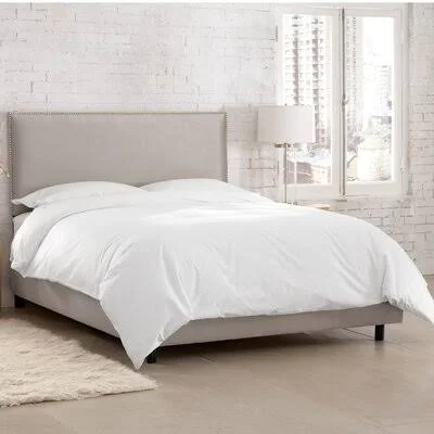 Upholstered Low Profile Standard Bed Wayfair Custom Upholstery Size: King, Body Fabric: Premier Platinum, Nailhead Detail: Silve
