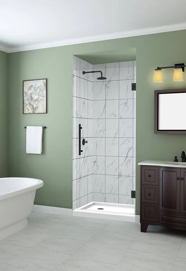 Aston SDR997EZ-22-10 Kinkade 72x22 High x 22x22 Wide Hinged Frameless Shower Door WI Oil Rubbed Bronze