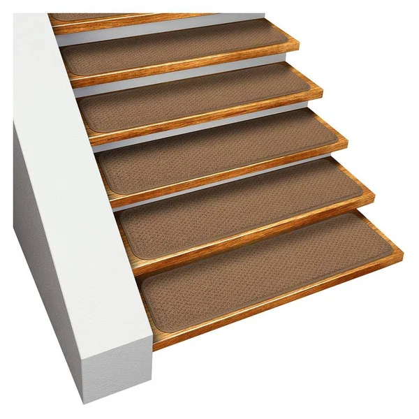 House, Home and More Set of 15 Skid-Resistant Carpet Stair Treads - Toffee Brown - 10 in. x 23.5 in.