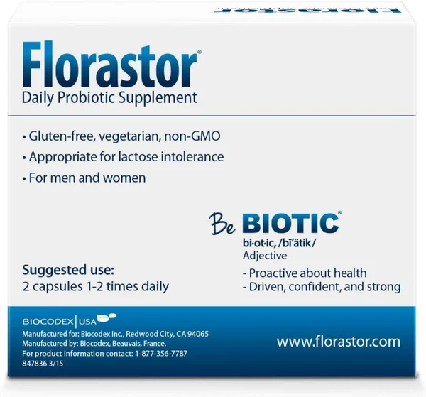 Florastor Daily Probiotic Supplement for Men & Women, 250 mg, 50 Capsules