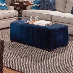 Campos 48.5x22 Rectangle Cocktail Ottoman Braxton Culler Greystone Finish/Blue and Gray and Beige Stripe; 0229-66 18x22H x 48x22