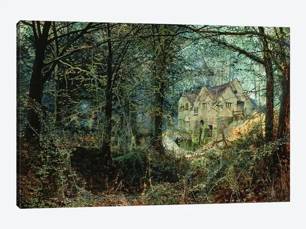 John Atkinson Grimshaw Canvas Wall Decor Prints - Autumn Glory: The Old Mill - 1869 Style > Oil Painting art)
