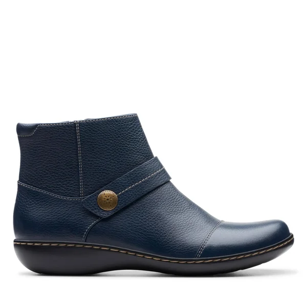 Clarks Womens Ashland Pine Navy Leather Size 5