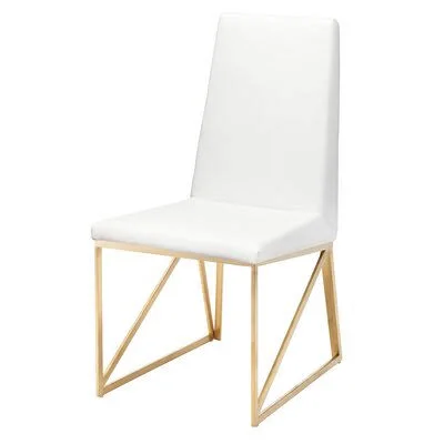 Caprice Upholstered Dining Chair Nuevo Leg Color: Brushed Stainless Steel with Gold Vacume Plating, Upholstery Color: White