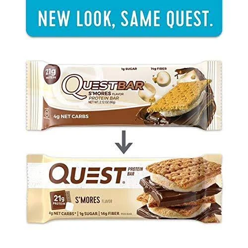 Quest Nutrition Protein Bar S&Mores. Low Carb Meal Replacement Bar with 20 Gram Protein. High Fiber, Gluten-Free (24 Count)