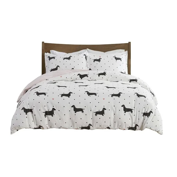 True North by Sleep Philosophy - Cozy Flannel Duvet Set - Olivia Dog - Full/Queen