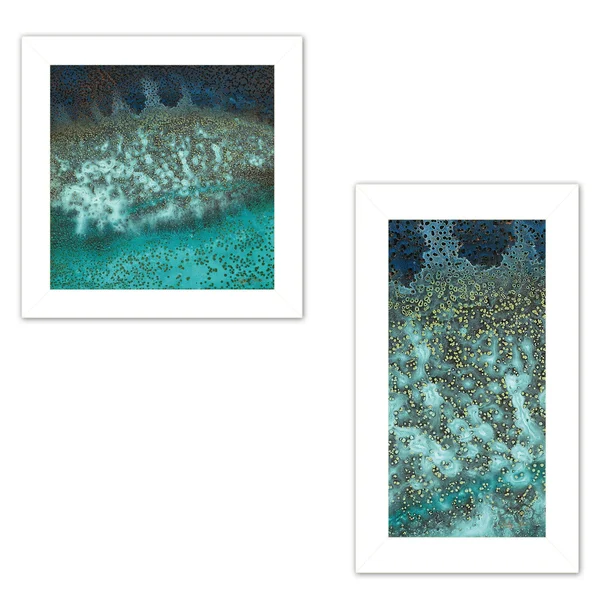 Abstract Waves Caribbean Oceans Bottom Rock 2-Piece Vignette by Jay Zinn - White Frame