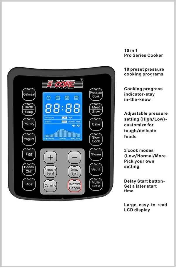 5 Core Digital Instant Electric Pressure Cooker 6qt Pot