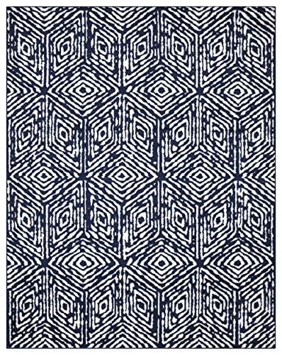 Diagona Designs Contemporary Geometric Cubes Design Modern Area Rug and Runner Rug - Size: 7&10 inch x 9&10 inch, Blue