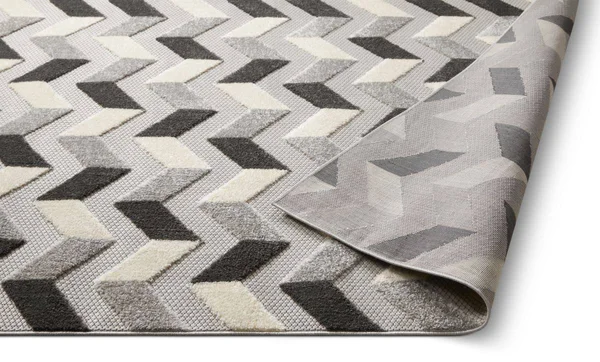 Well Woven Dorado Bela 7 ft. 10 in. x 9 ft. 10 in. Modern Geometric Chevron Grey High-Low Indoor/Outdoor Area Rug