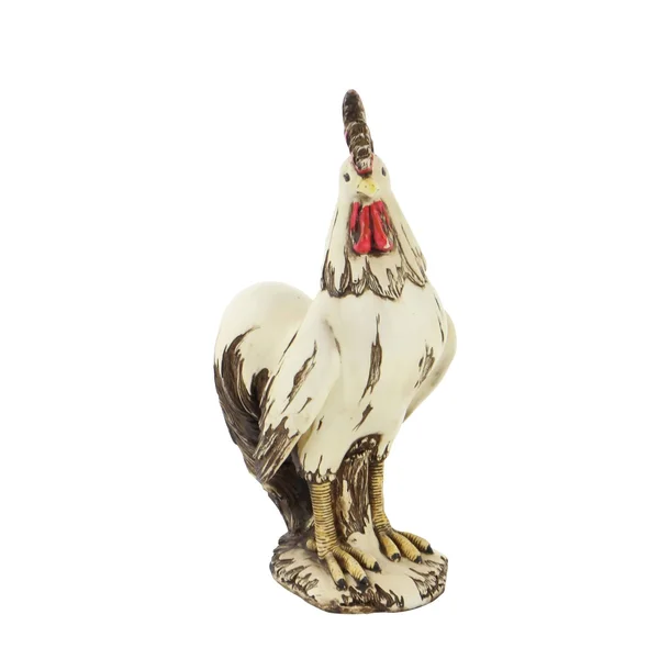 Benjara BM216401 Polystone Frame Rooster Sculpture with Stable Base Antique White