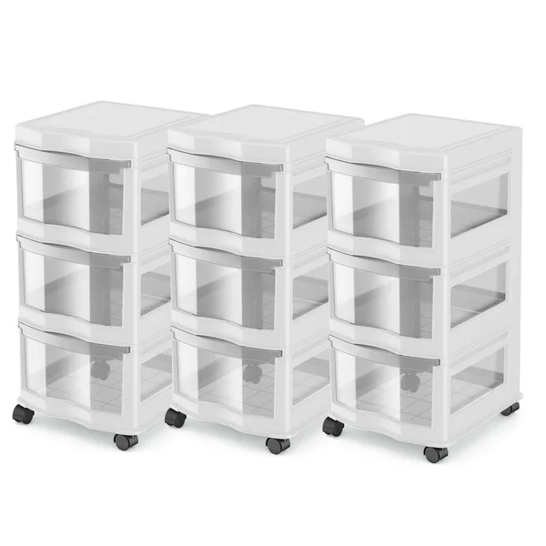 Life Story Classic 3-Shelf Storage Organizer Drawers, White (3 Pack)