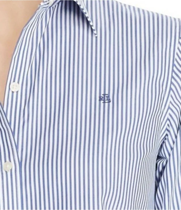 Lauren Ralph Lauren Blue/White Cotton Poplin Shirt