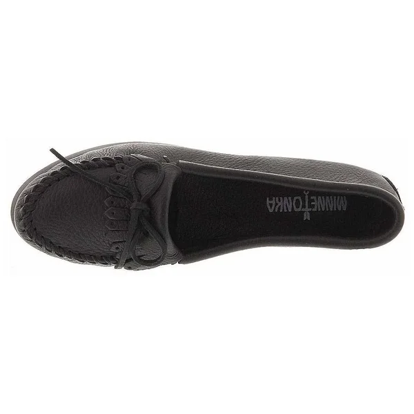 Minnetonka Women's Butter Kiltie Moccasin - 11 Black Slip on E2