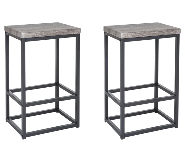 Zenvida 24x22 Counter Height Bar Stools Set of 2 Backless Industrial Modern Kitchen Island Chairs - Rustic Grey