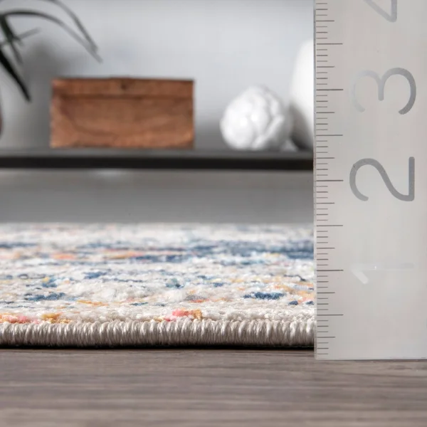 nuLOOM North Transitional Vintage Medallion Area Rug - 6& Square - Blue