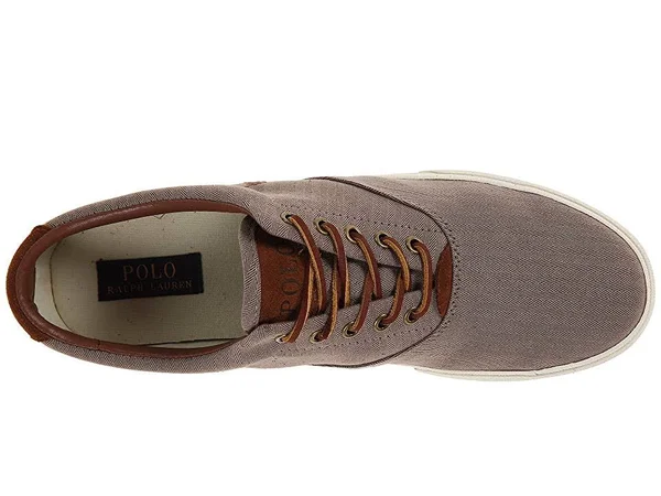 Polo Ralph Lauren Vaughn Chambray Herringbone Sneakers Men's Shoes 2033733 - 9.5, Dark Khaki