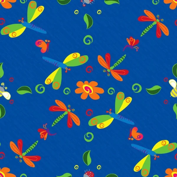 Kid Carpet Dragonflies Play Area Rug; Square 12&, Blue