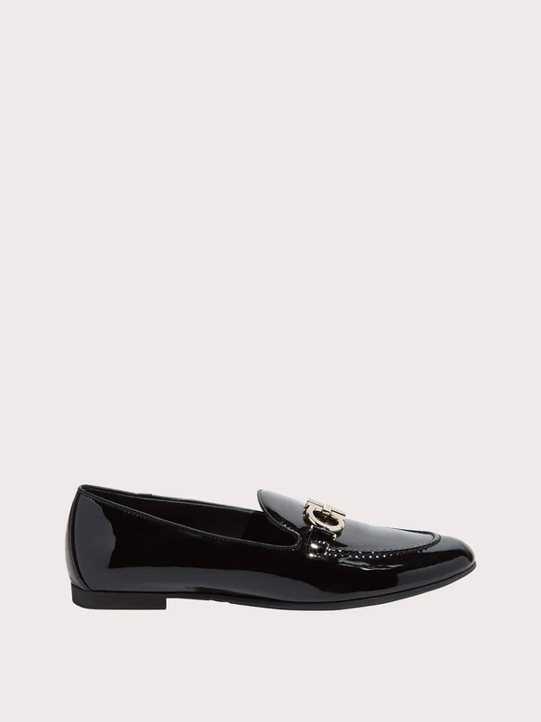 Salvatore Ferragamo Trifoglio Patent Leather Loafers Black