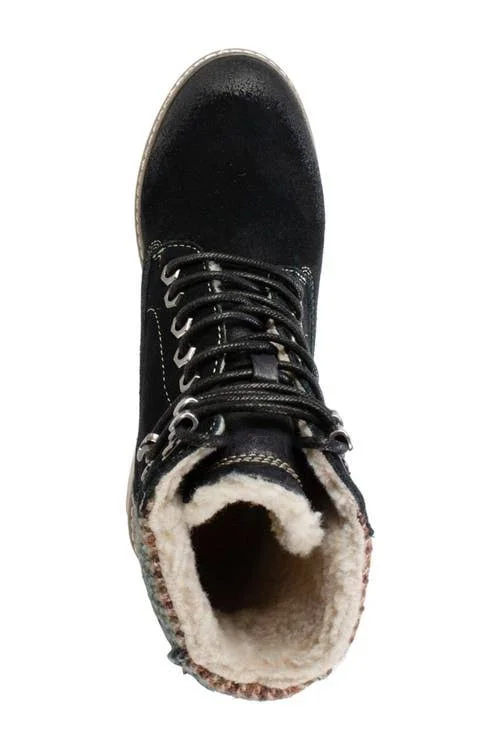 White Mountain Women's Theo Winter Bootie, Black Suede