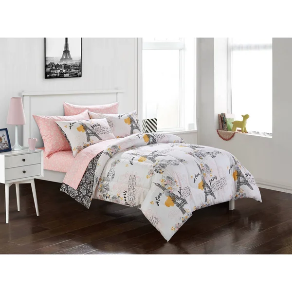 Your Zone Teen Paris Eiffel Tower Bed in A Bag Comforter Set, Size Queen