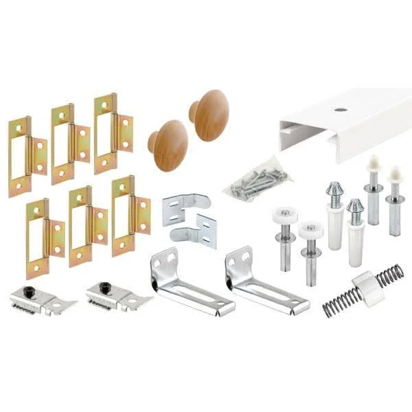Slide-co Bi-Fold Closet Dr Track Kit Roll-Form Stl Track WT 4-Panel - White 161797-1