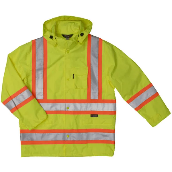 toughduck Safety Rain Jacket in Black Size X-Small Polyester - All Seasons Uniforms