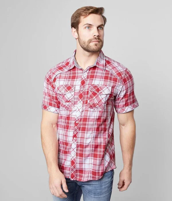 Bke Plaid Standard Shirt - Red XX-Large - Men's