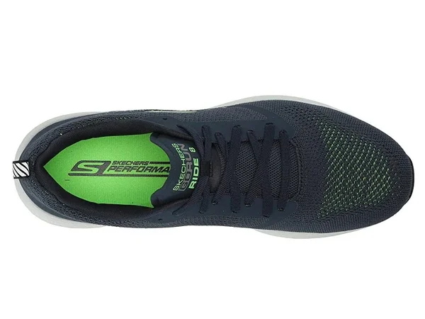 Skechers Men's GOrun Ride 8 Hyper Running Shoes - Navy, Green, 10.5