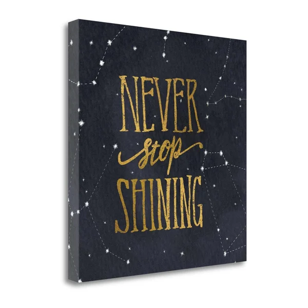 Tangletown Fine Art 'Starry Words II v.3 Gold' by Sara Zieve Miller Textual Art on Wrapped Canvas