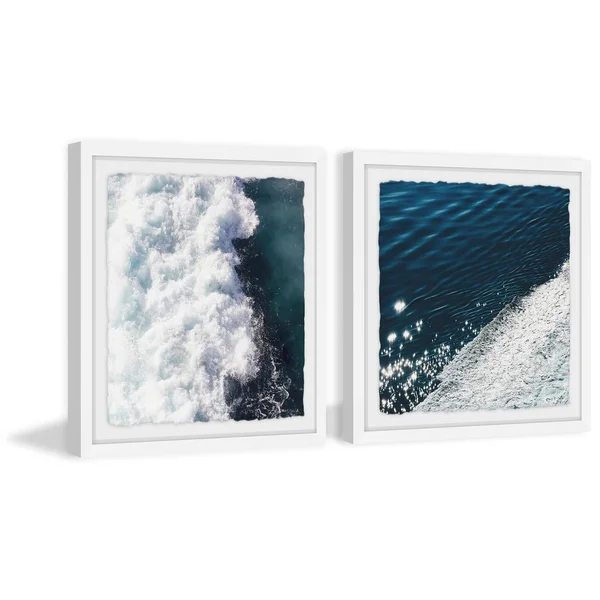 Marmont Hill MH-INGBED-1413-WFPFL-64 32x22 x 64x22 - Two Panel Framed Giclee Waves P Blue