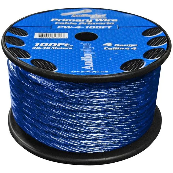 Power Wire 0ga. 100& Blue Audiopipe