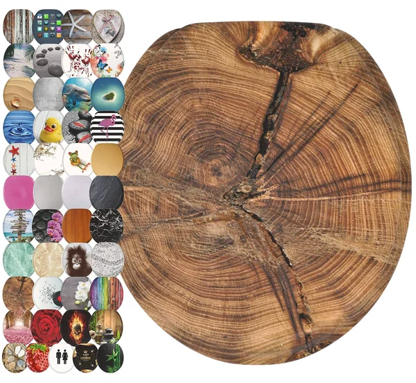 Sanilo Round Toilet SEAT, Wide Choice of Slow Close Toilet Seats, Molded Wood, Strong Hinges (Old Tree)