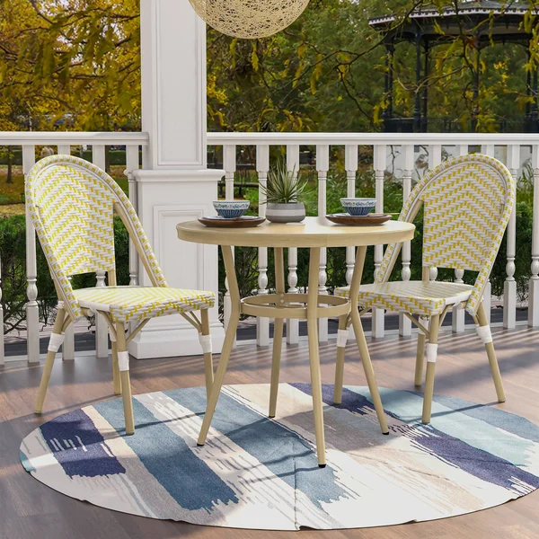 Furniture of America Ariel Natural Tone 32-Inch 3-Piece Bistro Set - Navy