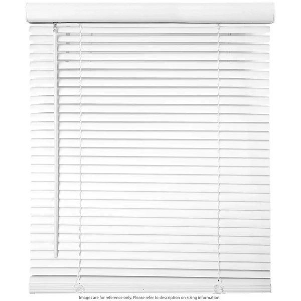Biltek Cordless Window Blinds 1x22 Slat PVC Vinyl Venetian Horizontal Privacy Shade Anti-UV White - 60x22 W x 64x22 H