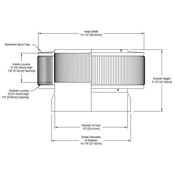 Aura PVC Vent Cap 10 inch Diameter (Mill Finish)