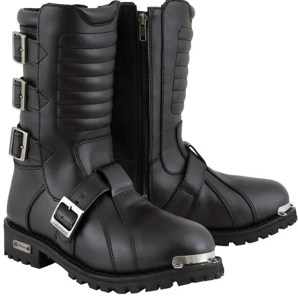 Xelement 1503 &Executioner& Men's Black Leather Motorcycle Boots - Black - 12