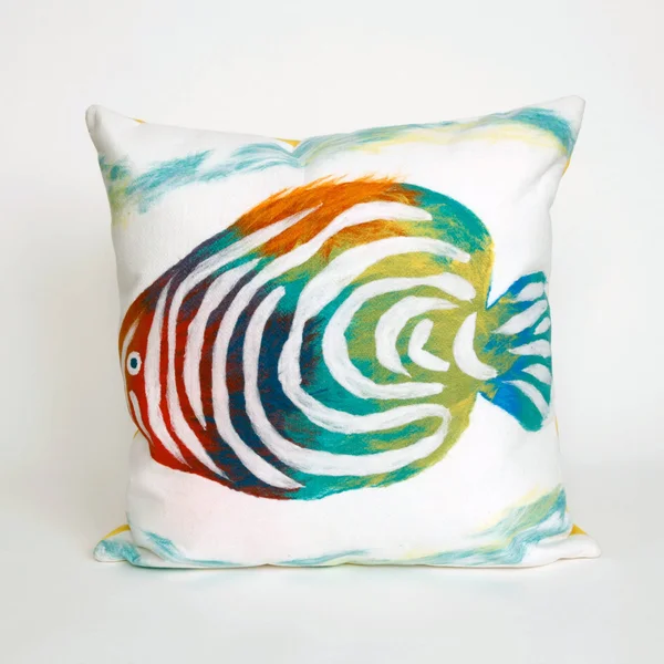 Liora Manne Visions III Rainbow Fish Indoor/Outdoor Pillow Pearl 12x22 x 20x22