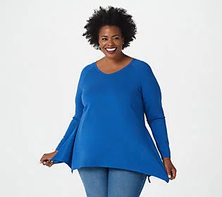 Isaac Mizrahi Live! Seamed Knit Top, Size Small, Yacht Blue
