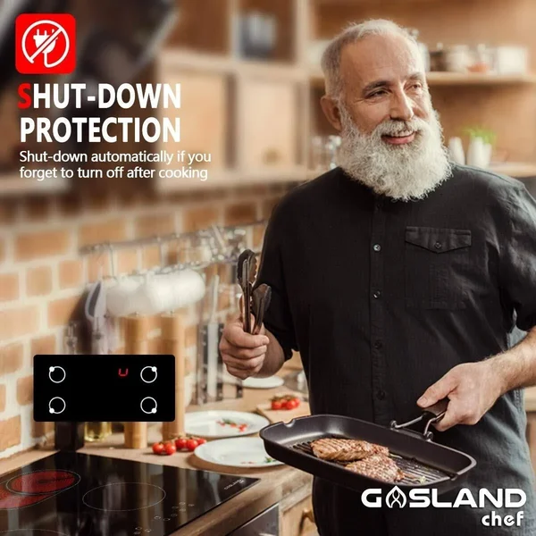 Gasland Chef 30x22 Built-in Induction Stovetop - Vitro Ceramic Surface Electric Cooktop, 4 Burners, Sensor Touch Control, Timer
