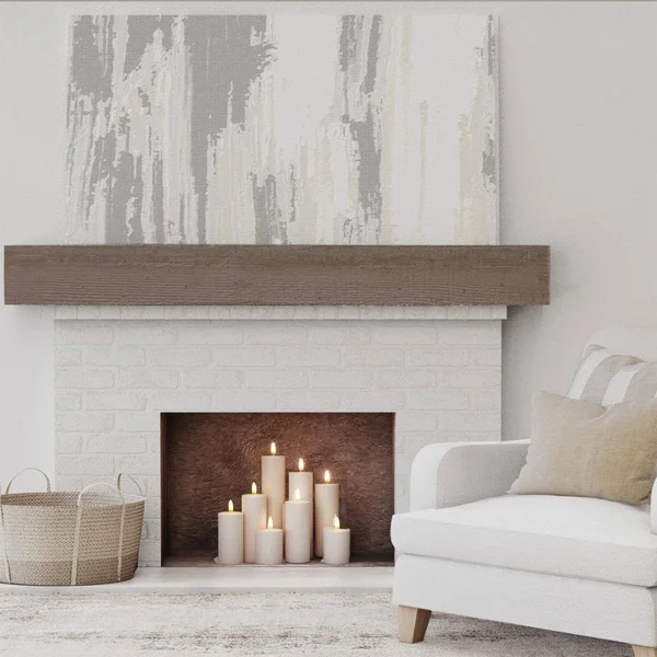 Ekena Millwork MANURS08X12X48VM 8x22H x 12x22D x 48x22W Rough Sawn Faux Wood Fireplace Mantel, Vintage Mahogany