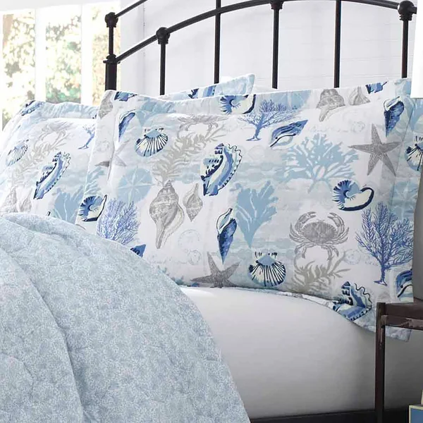 Laura Ashley Surf Spray Quilt Set, Coral, Twin