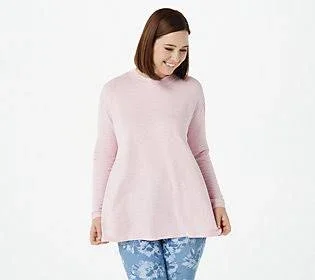 Isaac Mizrahi Live! Soho French Terry Relaxed Knit Top, Size 3X, Hthr Petal Pink