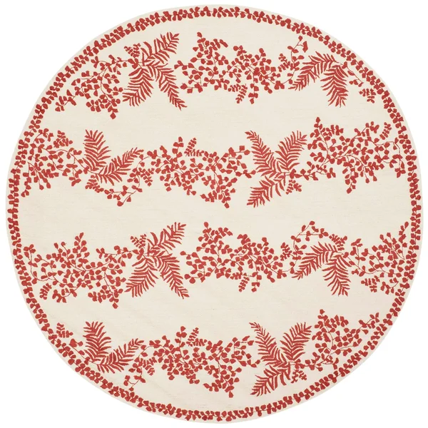 Martha Stewart by Safavieh Fern Row Wool Rug - 6& x 6& Round - Red/Dahlia