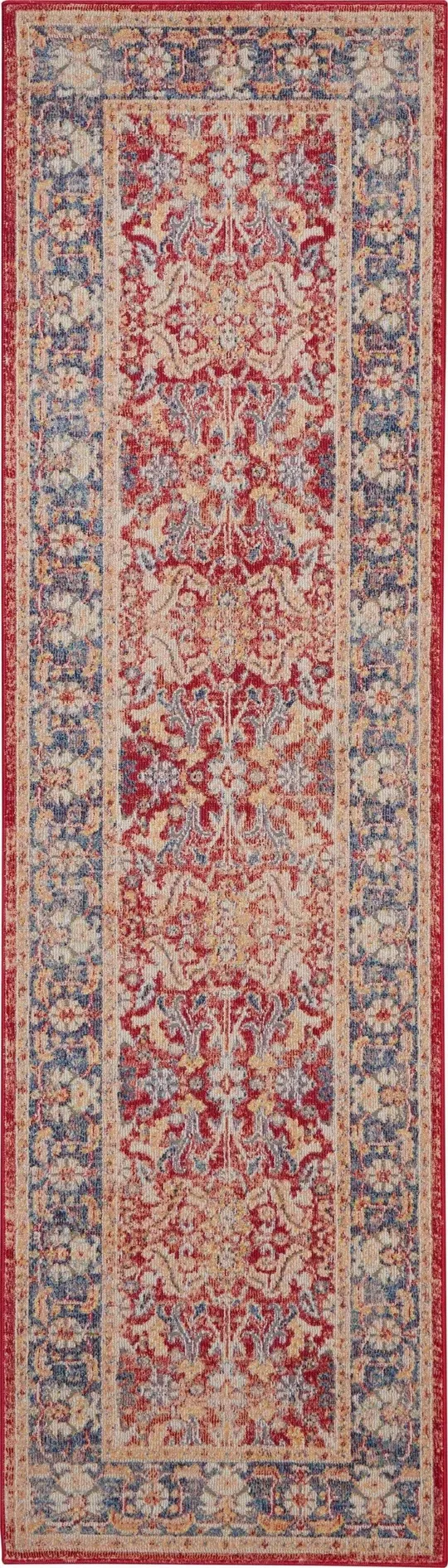 Nourison Global Vintage GLB02 Area Rug, Red, 2&4x22 x 8& Runner