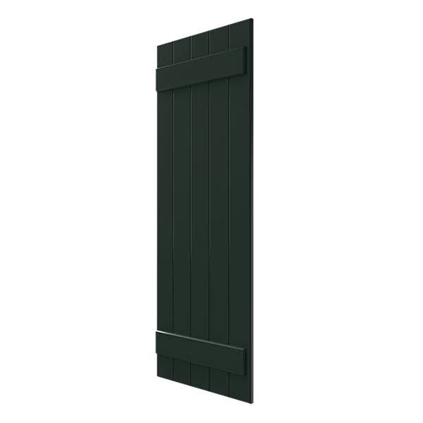 Ekena Millwork CWB18X037CGC 18x22W x 37x22H Exterior Five Board (2 Batten) Composite Board-n-Batten Shutters (Per Pair), Chrome